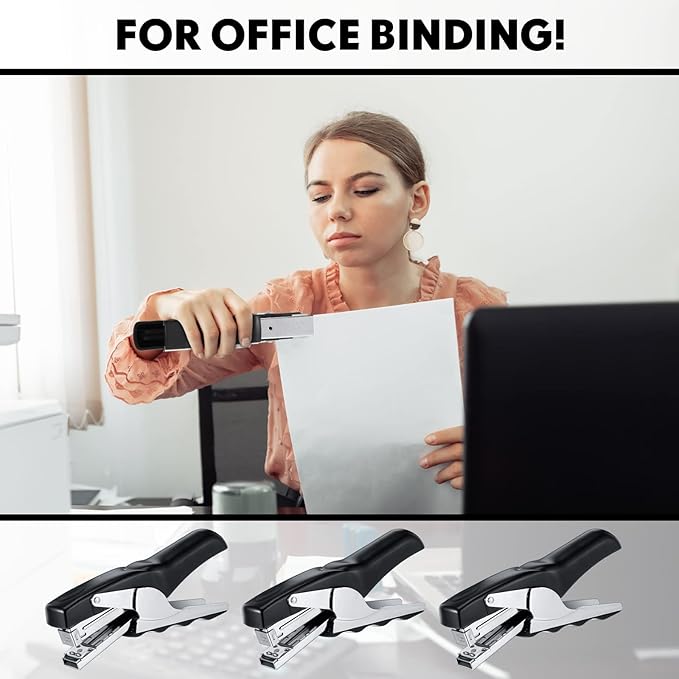 Yexiya Heavy Duty Plier Stapler Heavy Duty Office Hand Held Stapler Effortless 50 Sheet Capacity Desk Good for Stapling Home Warehouse School, Black(3 Pcs)