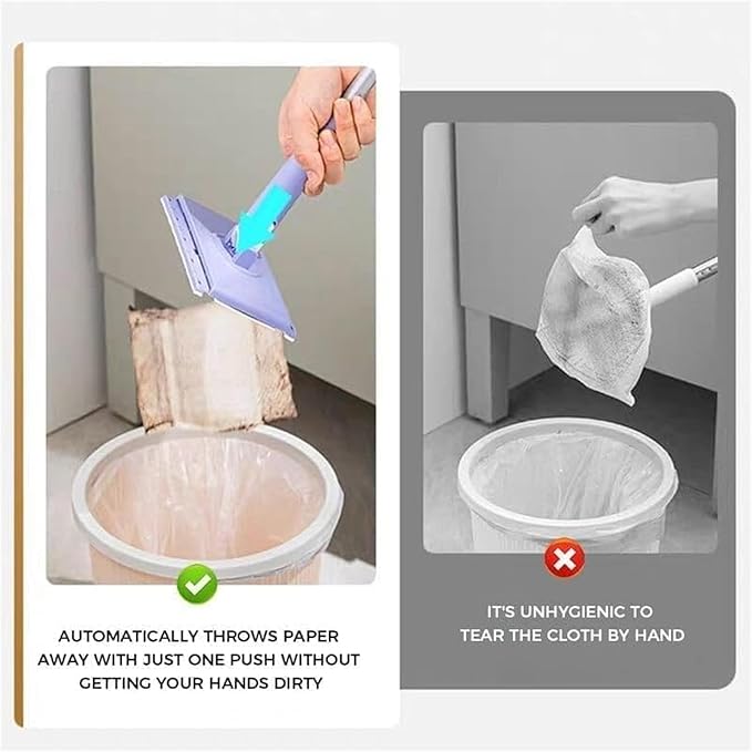 Convenient Cloth Changing Mini Mop + Magic Cleaning Cloth*6, Zero Touch Snap Grip Mini Mops for Wet & Dry Cleaning, Lightweight Snap for Corners (27in - P + Cloth*6)