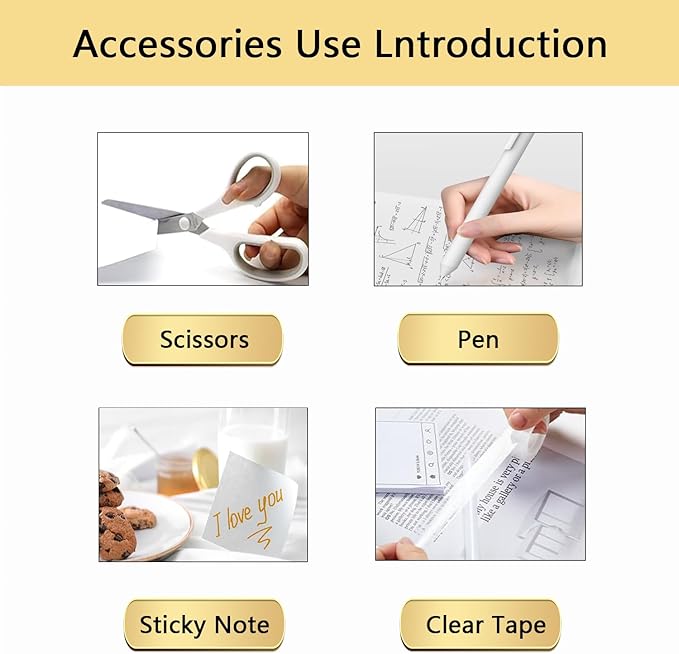 Office Supplies,Desk Accessories,Tape Holder,Stapler,Scissor,Staple Remover,Box of Binder Clips,Staples,Ballpoint Pen,Sticky Notes,Clear Tape,Ruler,Office Supplies Set White