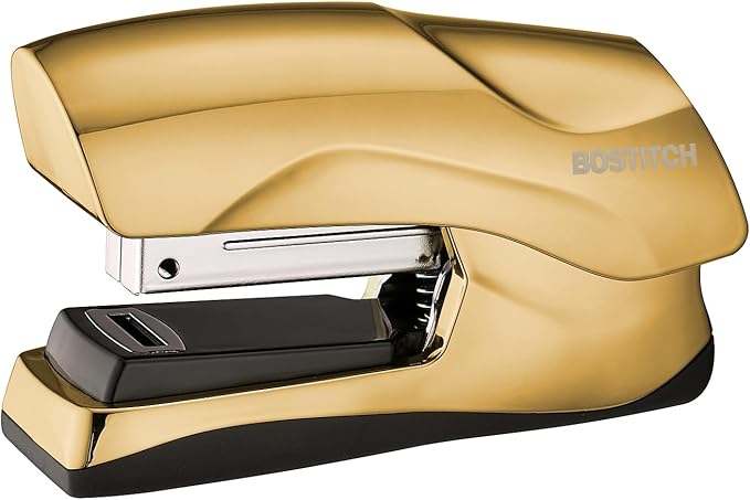 Bostitch Office Heavy Duty Stapler, 40 Sheet Capacity, No Jam, Half Strip, Fits into the Palm of Your Hand, For Classroom, Office or Desk, Gold Chrome