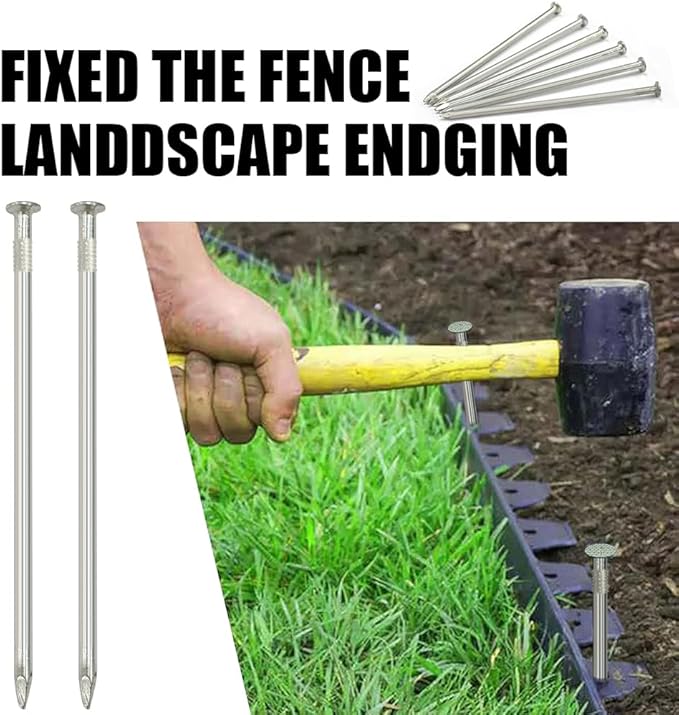 Landscape Staples 75 PCS Metal Heavy Duty Garden Stakes Artificial Turf Stakes for Paver Edging Weed Barrier Fabric Holding Fence Rust Proof Sod Pins Stakes and Carpentry Tent 6 Inch Silver