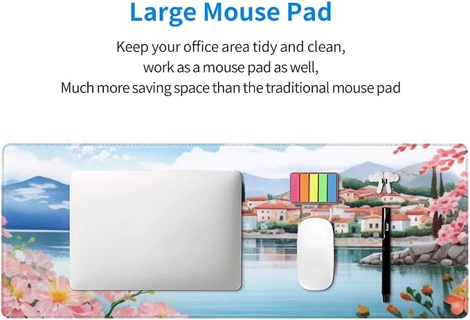 Gaming Mouse Pad, Large Non-Slip Rubber Base Mousepad, Keyboard Mouse Mat, Desk Pad with Stitched Edges, 31.5x11.8inch, Laker Town