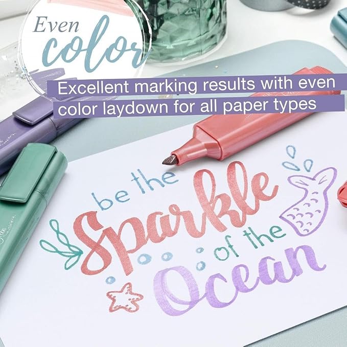 Faber-Castell Metallic Highlighter Set - Assortment of 4 Sheer Metallic Highlighter Pens - Journaling Supplies