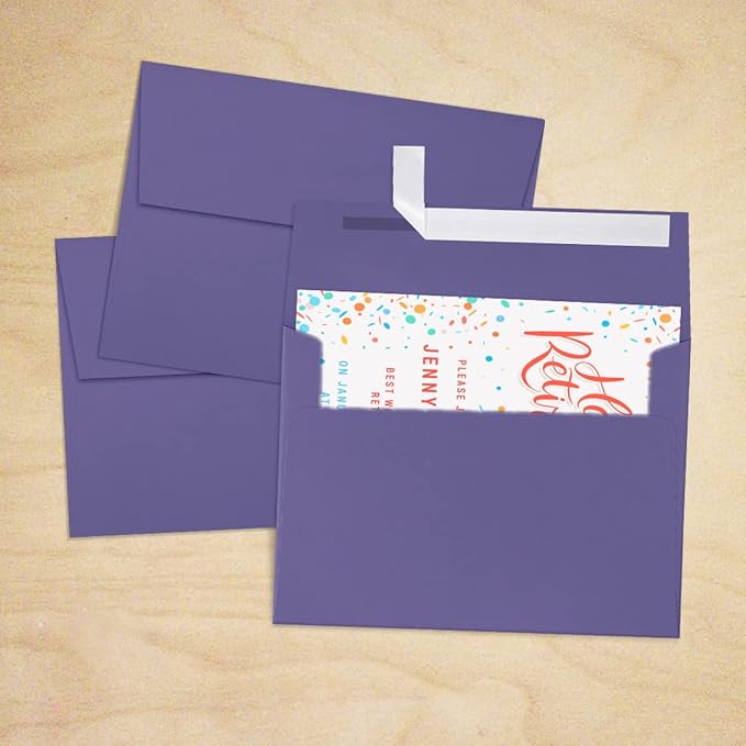 LUXPaper A7 Invitation Envelopes | Peel & Press | 5 1/4" x 7 1/4" | Wisteria Purple | 80lb. Text | 500 Qty