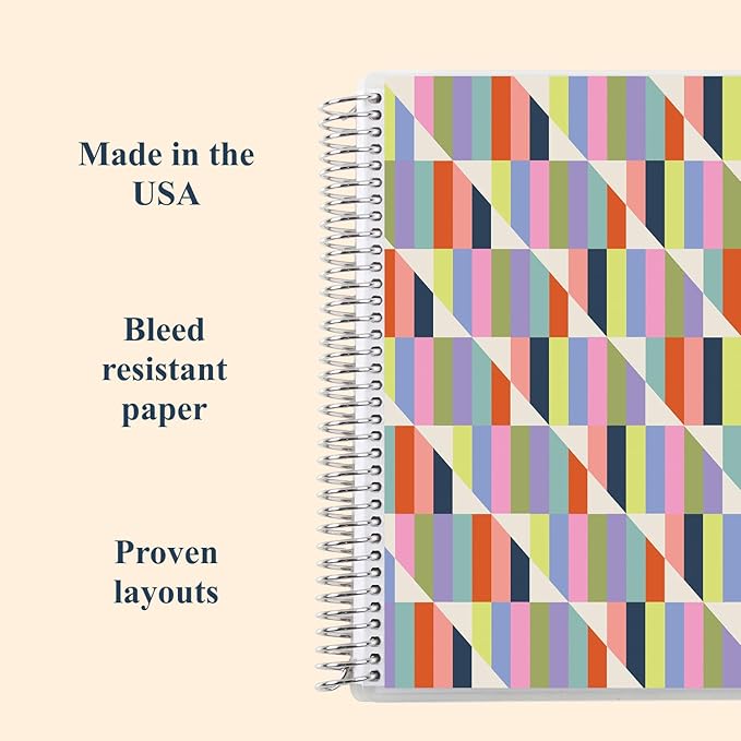 Erin Condren 8.5” x 11” Dot Grid Spiral Notebook, 5mm Dotted Layout with 80 Lb. Paper, Hypnotic Cover, 160 Dot Grid Notebook Pages, Platinum Coil, Stickers Included