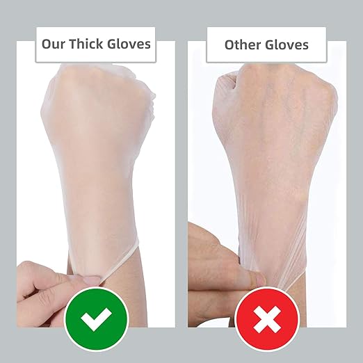 Disposable Medical Clear Vinyl Exam Gloves Industrial Gloves - Latex-Free & Powder-Free 100PCS (Small)