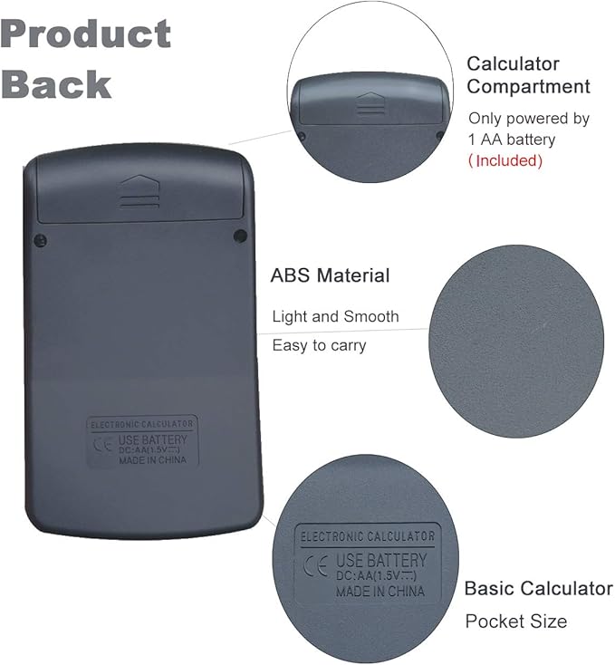 Calculators Bulk, Four Function Calculator with Dual Power 8 Digit Small Pocket Size Handheld for Classroom Desktop Home (Black,Set of 10)