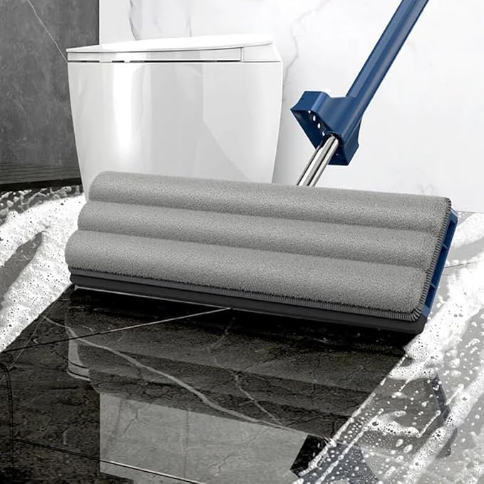 AQWEI Large Flat Mop with Bucket, 54" Large Flat Mop with Wringer, Wet and Dry Large Flat Mop with 4 Microfiber Pads (Blue)