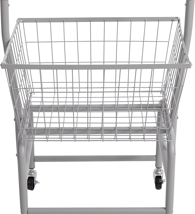 ALIMORDEN Laundry Cart with Clothes Rack, Rolling Laundry Butler with Wire Storage Rack，Grey