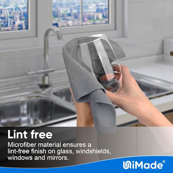 UNIMADE Microfiber Cleaning Cloth, 20 Pack Reusable Microfiber Towels for Cars Lint Free Cleaning Shop Towel Rags for Home Kitchen Automotive Bar Mechanic Restaurant Garage, 11.5"x 11.5", Grey