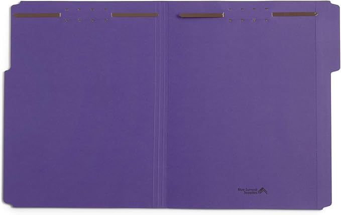 50 Purple File Folders with Fasteners, 1/3 Cut Reinforced Tab, Durable 2 Prong Fastener File Folder, Designed to Organize Standard Medical Files, Law Client Files, Office Reports, Letter Size, Purple