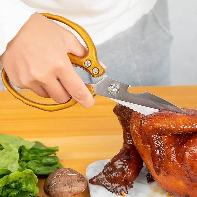 Kitchen Shears,Multi-Function Kitchen Scissors - Stainless Steel Utility Scissors (Gold)