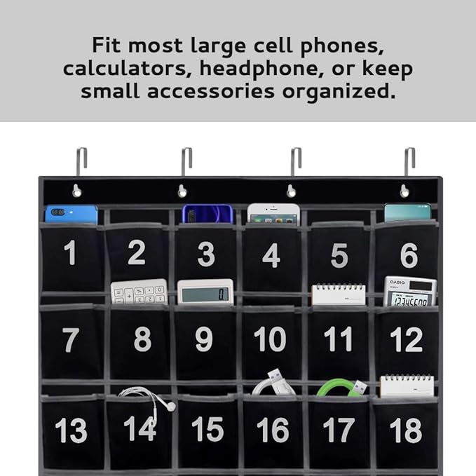 Eamay 24 Numbered Classroom Pocket Charts for Cell Phones and Calculators Holder Wall Door Mount Hanging Organizer