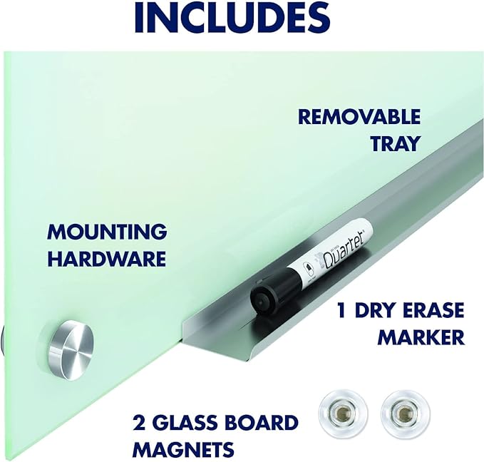 Quartet Magnetic Glass Dry Erase White Board, 48''W x 36''H Whiteboard, Infinity Frameless Mounting, White Surface (G4836W)