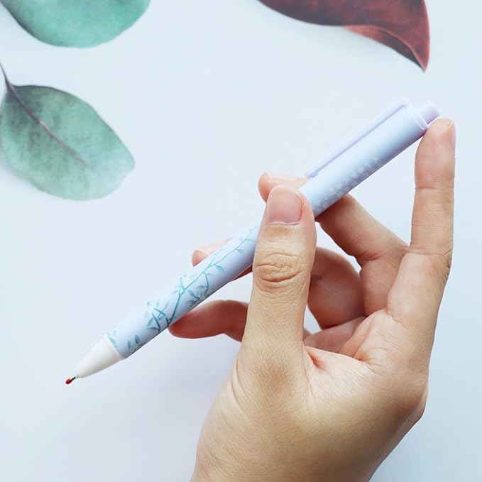 PapaBear Stylish Beautiful Scenery Printed Gel Pen, Retractable Ballpoint Pen, 0.5mm, Black Ink, Elegant and Classy Pen, 6-Pack