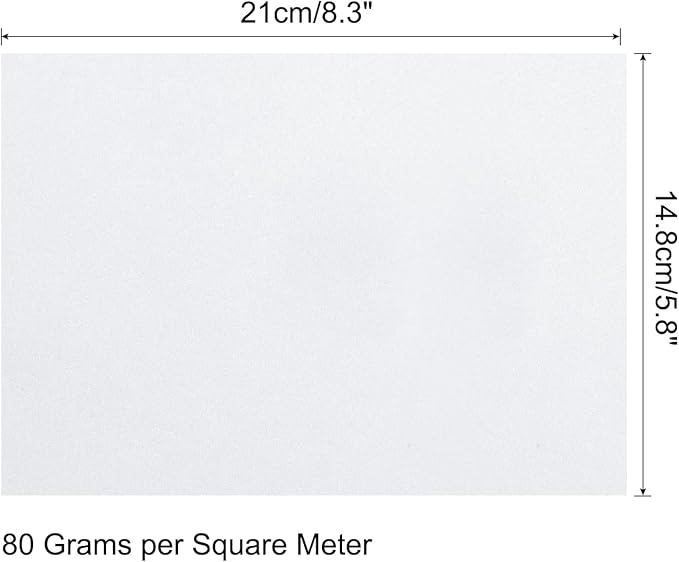 MECCANIXITY 100 Sheets Colored Copy Paper 8.3 x 5.8 Inch Printer Paper 80gsm White for Office Printing, Document Copying, Invitations, Forms, Art Projects