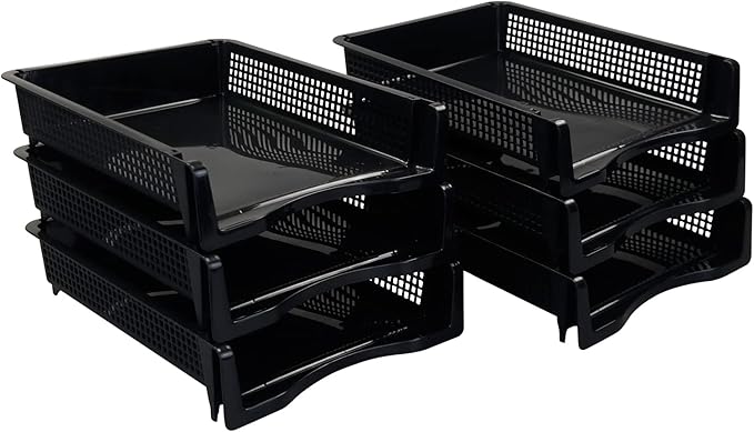 File Stacking Trays, Plastic Stackable Paper Letter Tray, 6 Packs