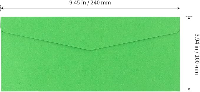 SHEUTSAN 500 Pack 9.5 x 4 Inch Green envelopes, Greeting Card Envelopes, Standard V Flap Business Mailing Envelopes for Greeting Cards, Invitations, Mailing
