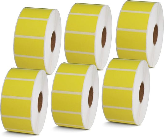 BETCKEY - 1.5" x 0.85" All Purpose Labels Compatible with Zebra & Rollo Label Printer,Premium Adhesive & Perforated[Yellow, 6 Rolls, 9000 Labels]