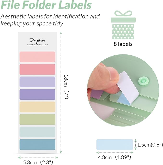 SKYDUE Expanding File Folder with 5 Pockets, Aesthetic Accordion File Organizer, Portable Document Paper Bill Receipt Organizer, School Office Supplies, Letter/A4 Size, (1, Pea Green)