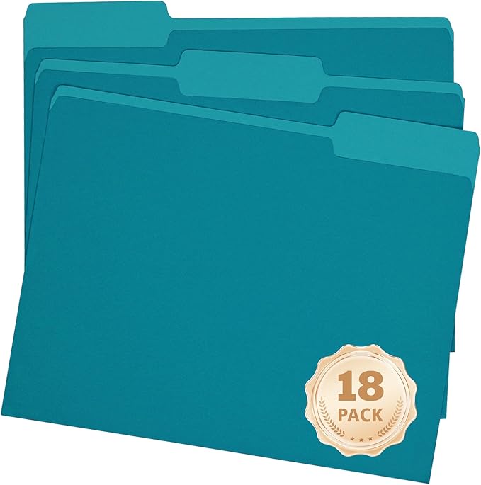 File Folders Letter Size,18 Pack Sapphire Blue Folders 8.5x11 1/3-Cut Tabs,Colored File Folders Office Home School for Documents Files Paper