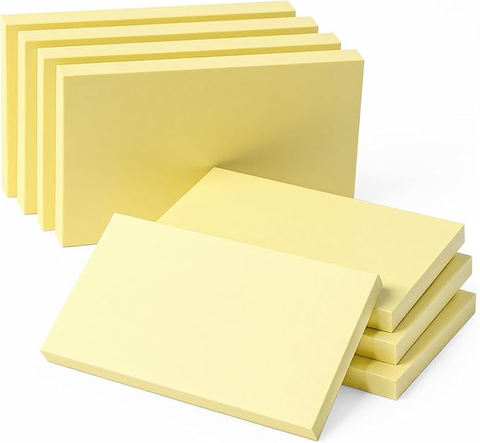 8 Pads Large Sticky Notes Yellow 3 x 5 in,800 Sheets Self-Stick Notes Pads, Super Adhesive Recyclable Sticky Pads for Office, School Supplies, Home, Meeting, to Do Lists,Clean Removal