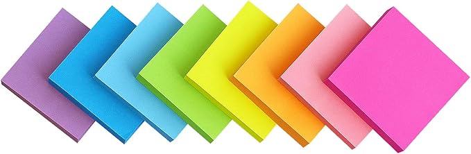 Eastern Wolf Sticky Notes 2x2 Self-Stick Notes 8 Bright Multi Colors Sticky Notes 16 Pads 100 Sheet/Pad