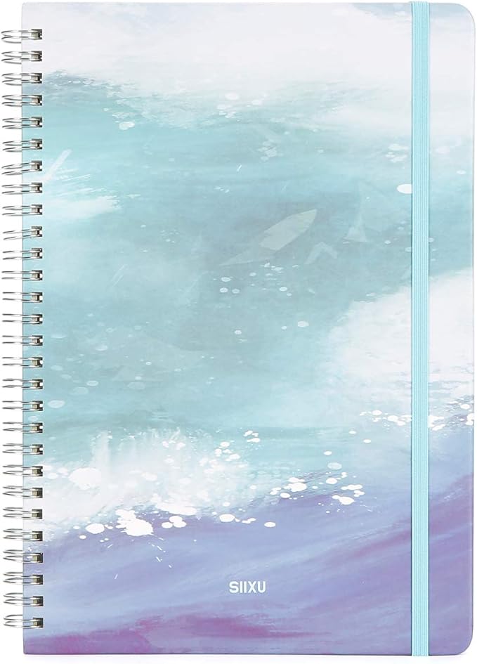 SIIXU Spiral Journals for Women, Hardcover Notebook, Colorful Blank, Large, 128 Pages, B5, 6.8”x9.8, Summer