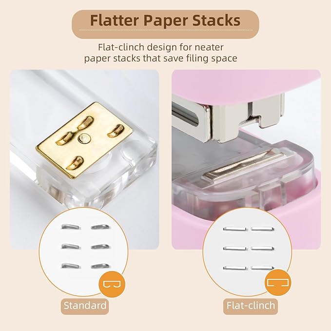 deli Stapler, Desktop Staplers with 1660 Staples and Integrated Staple Remover, 40 Sheet Capacity Office Stapler, 2 Pack, Pink