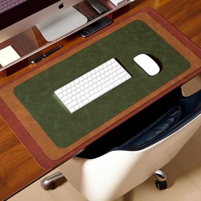 Distressed Leather Desk Mat - Non-Slip PU Desk Pad for Office and Home - Desk Organization and Accessories - Ideal for Large Mouse Pad and Desk Mats on Top of Desks(Navy Blue,36"x 17")