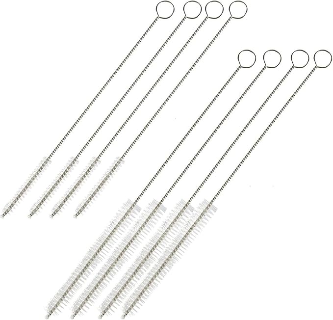 Juvale Stainless Steel Straw Cleaner Brush Set - Extra Thin Straw Cleaner, 2 mm Nylon Bristles - Bottle Brush Cleaner, Extended Reach - Water Bottle Cleaning & Smoothie Tube Tool - Pack of 8, 2 Sizes