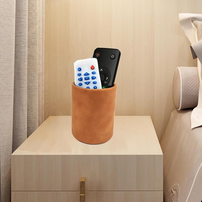 Pen Pencil Holder Cup Container Leather Desk Organizer Stand Decor Brush Scissor Holder Decoration Office Desk Home School