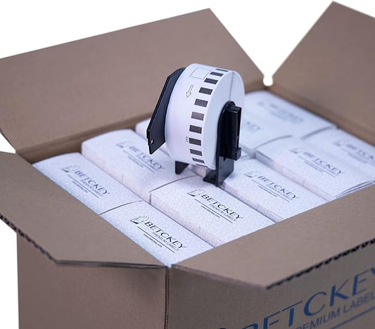 BETCKEY - Compatible Continuous Label Replacement for Brother DK-2210 (1-1/7" x 100'), Use with Brother QL Label Printers [20 Rolls]