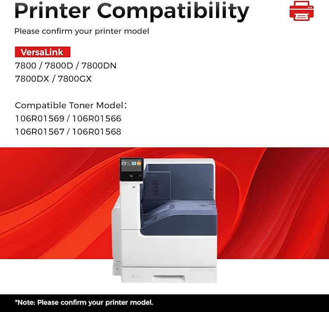 Phaser 7800 High Capacity Toner Cartridge Set 4-Pack Replacement Compatible with Xerox 106R01569 106R01566 106R01567 106R01568 Phaser 7800 7800N 7800DN 7800DX 7800GX Printer Black Cyan Magenta Yellow