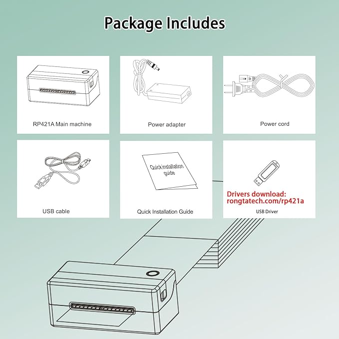 Rongta Thermal Shipping Label Printer, Bluetooth Wireless 4x6 Sticker Label Maker for Package, Compatible with Windows, Mac, Android & iPhone, Used for Business of Amazon, Ebay, Etsy, Shopify UPS