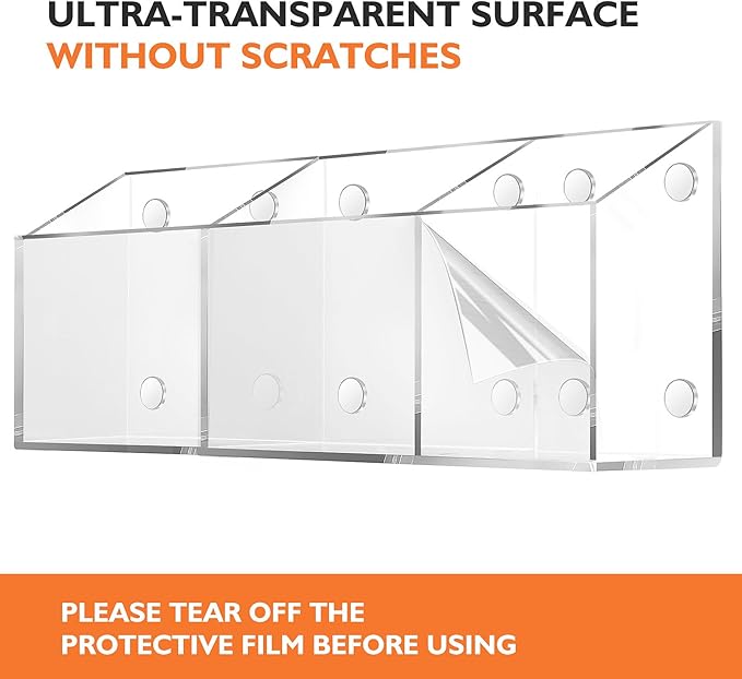 Magnetic Pen Holder Classroom Organization Acrylic Marker Holder for Whiteboard Refrigerator Locker Accessories Pencil Dry Erase Marker Basket (3 Compartments * 1)