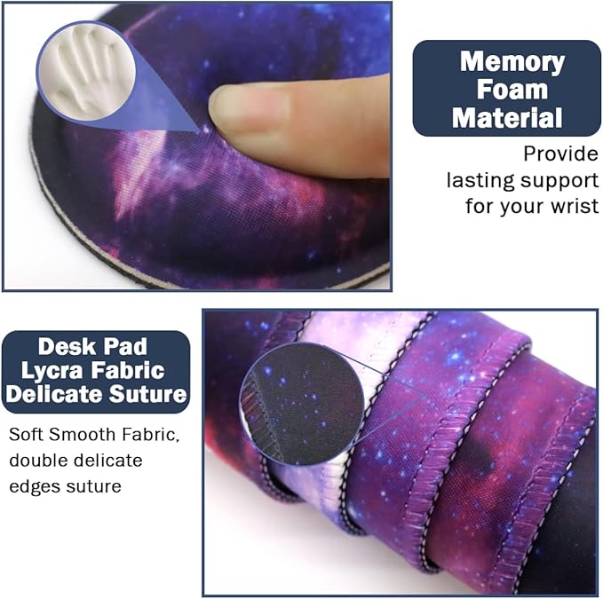 Large Mouse Pad and Keyboard Wrist Rest, Desk Pad for Keyboard and Mouse, 4-in-1 Large Gaming Mouse Pad with Wrist Support, Desk Mat for Home Office Study Game-Galaxy Fluid