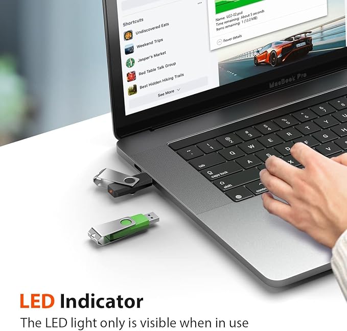 Aiibe 64GB Flash Drive 2 Pack 64GB USB Flash Drive Thumb Drive Zip Drive USB 2.0 Memory Stick USB Drive with Keychain (64G, 2 Colors: Black Green)