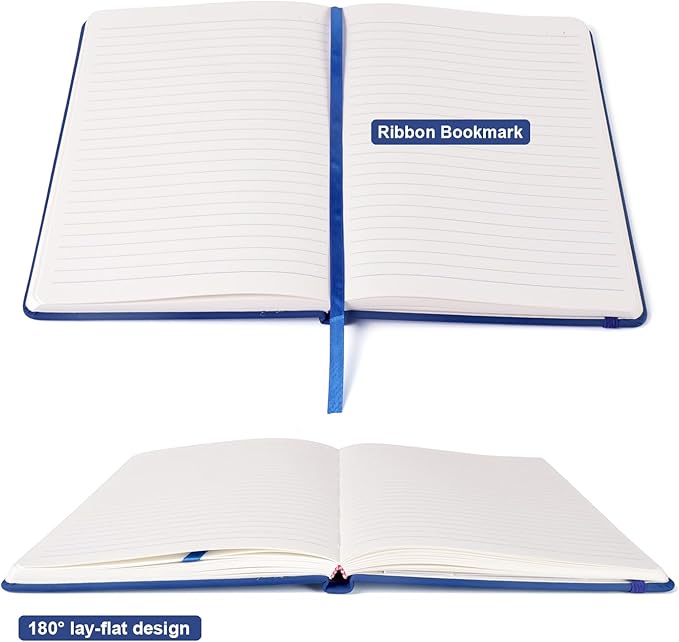 Comix Lined Journal Notebook for Women Men, Journaling Notebooks for Office School Home, 240 Pages, 5.5" x 8.3", College Ruled, A5, Hardcover, Navy Blue