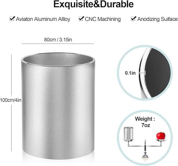 Pen Holder Pencil Holder for Desk, Metal desk pen holder, Makeup Brush Holder, pencil cup, pen organizer for desk, for Office, School, Home, and Kids 3.9×3.14inch（Silver）