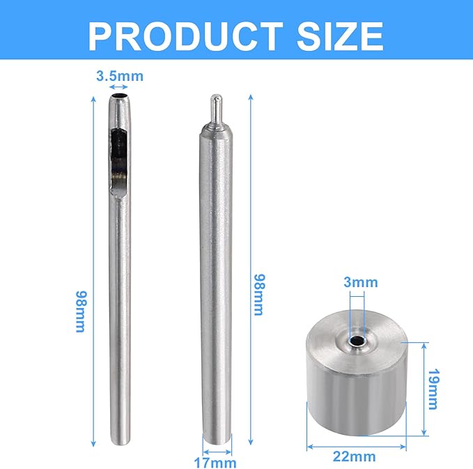 Litoexpe Eyelet Hole Punch Die Tool, 4mm Grommet Setter Hollow Punch (Includes Base & Ram) for Leather Craft Clothing Handbag Fabric Curtain DIY