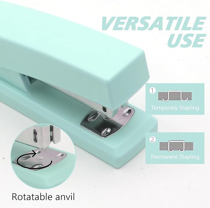 2 Pack Green Office Staplers, 25-Sheet Capacity with 4000 Staples and 2 Staple Removers, Desktop Stapler, Green Office Supplies for Students and Office Clerks