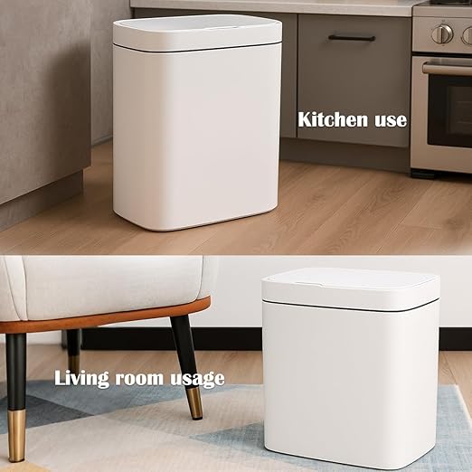 Two Green Smart Sensor Trash cans with a Capacity of 3.2 gallons, Supporting Multiple Opening Methods, Waterproof Design, Anti Odor Design, Fast Response, Suitable for Kitchens,bedrooms,Offices, etc