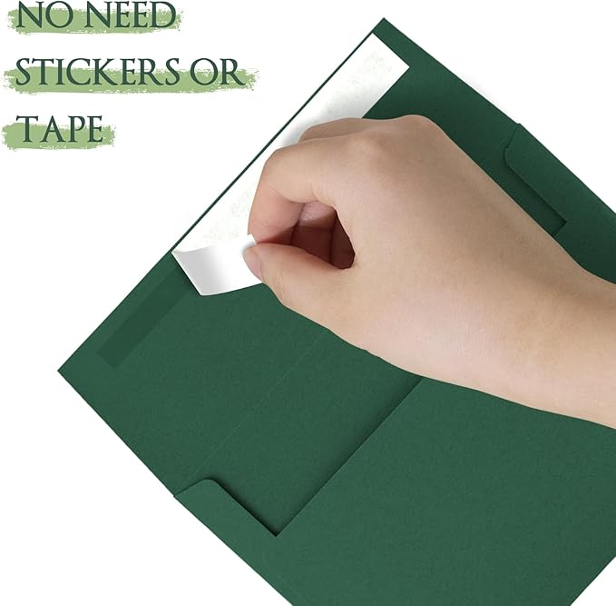 50 Pack 5x7 Envelopes for Invitations,5.25x7.25 inches,A7 Envelope Green Self Seal,Printable Envelopes for Wedding,Invitation,Baby Shower,5x7 Cards