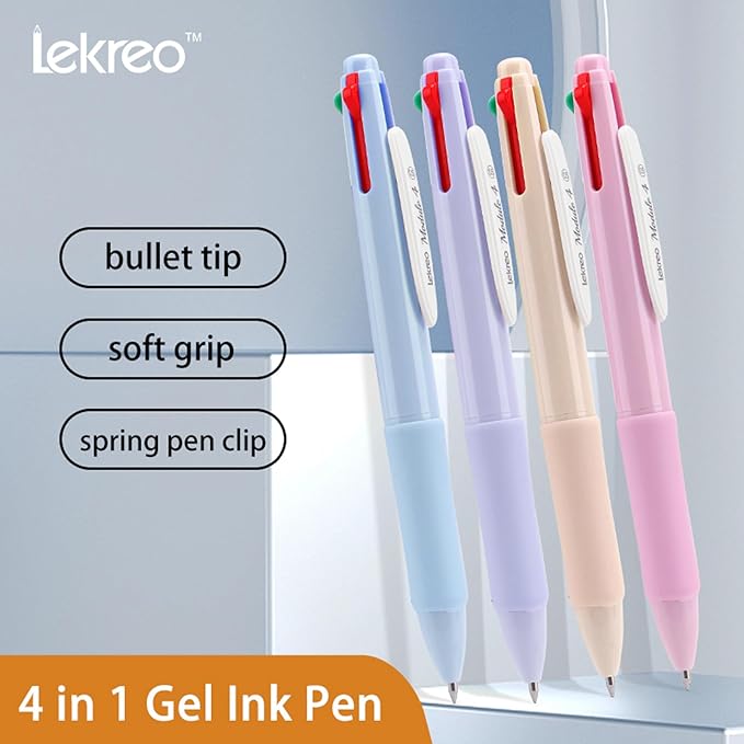 Multi-color Ballpoint Pens, 4-in-1 Colored Pens 0.7 Medium Fine Point,Ballpoint Gift Pens for Planner Journaling,Assorted Ink, 6-Count