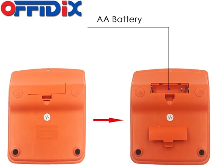 OFFIDIX Office Solar Desktop Calculator and Battery Dual Power Portable Electronic Calculator 12 Digits Large LCD Display Calculator Orange