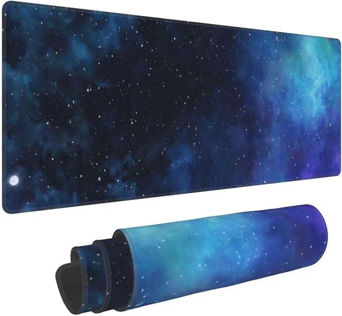 Gaming Mouse Pad, Large Non-Slip Rubber Base Mousepad, Keyboard Mouse Mat, Desk Pad with Stitched Edges, 31.5x11.8inch,Starry Sky