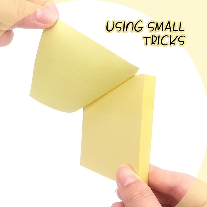 Sticky Notes 3x3 Self-Stick Notes Pads with Bright Colors, Easy to Post for Office, School, Home, 4 Pads/Pack, 90 Sheets/Pad (Yellow)