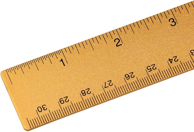 JAM PAPER Strong Aluminum Ruler - 12 Inch - Metal Ruler with Non-Skid Cork Backing - Gold Metallic - Sold Individually