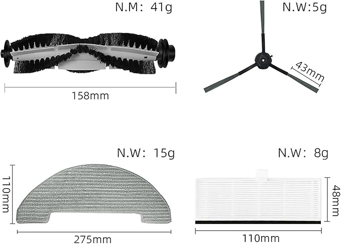 HMHAMA Replacement Parts Accessories Kit Compatible with Vactidy Nimble T8/T7 Robotic Vacuums Cleaner 20 Side Brush
